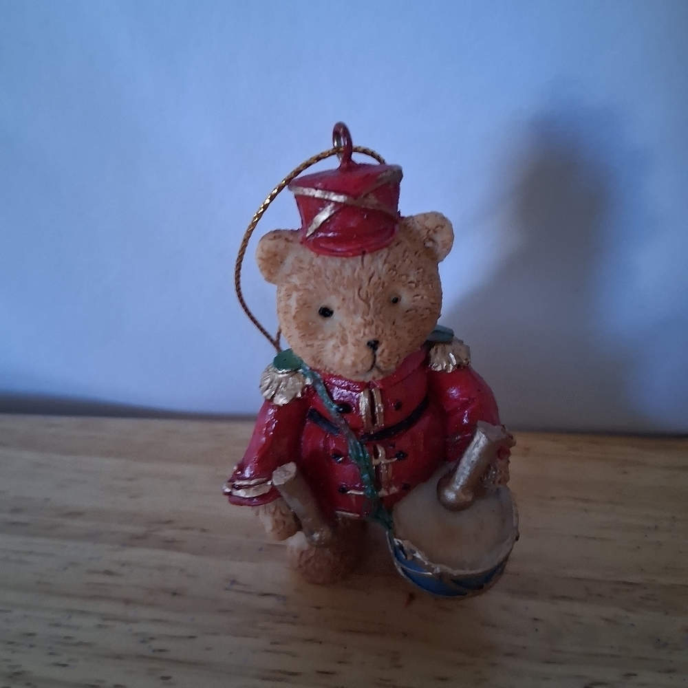 Red and Blue Drummer Bear Ornament - Picture 3 of 6